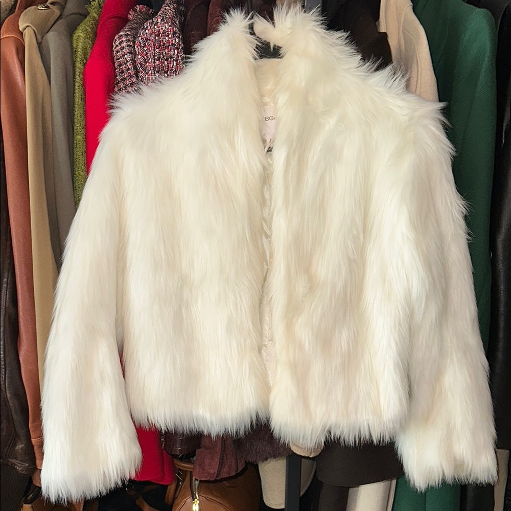 BCBGeneration White Faux Fur Jacket